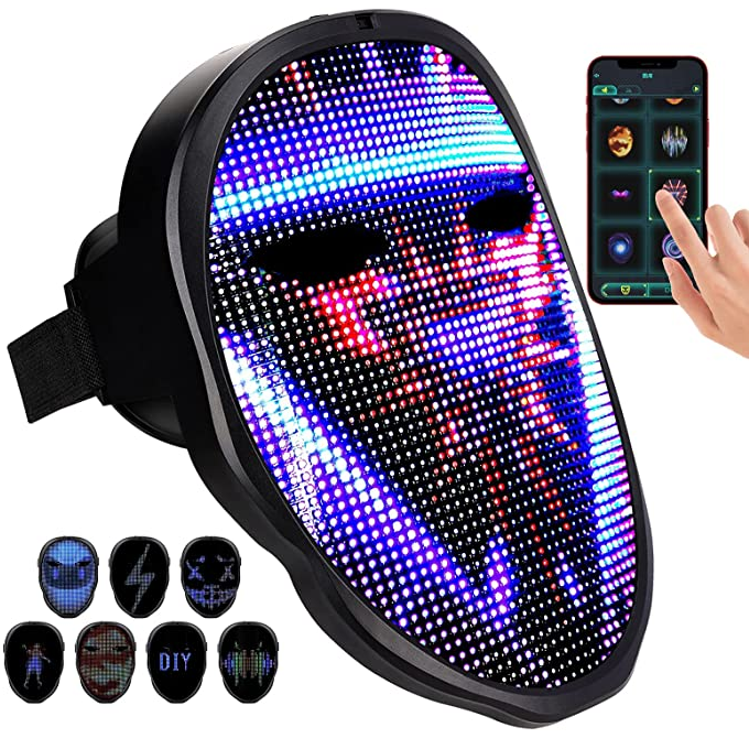 Led Mask App Programmable And Rechargeable Bluetooth Light Up Face Mask Halloween Masquerade Dj 